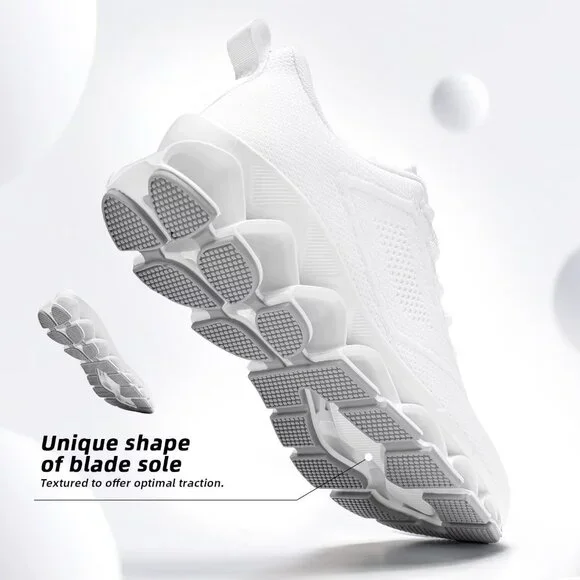 Women's All White Sport Gym Walking Running Tennis  Athletic Sneakers Shoes - Picture 4 of 7